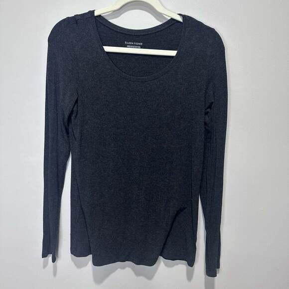 Eileen Fisher Tops - Eileen Fisher Viscose Spandex Scoop Neck Long Sleeve Top, Small